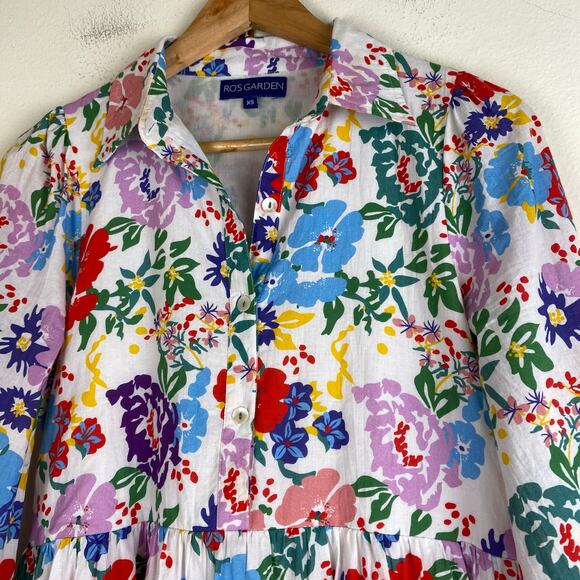 Ro's Garden Romy Dress Size XS Fantasia Floral White Blue Pink Mini - Picture 8 of 14